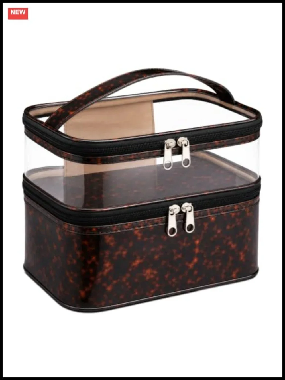Waterproof PVC Double Layer Tortoise Shell Cosmetic Bag Toiletry Organizer